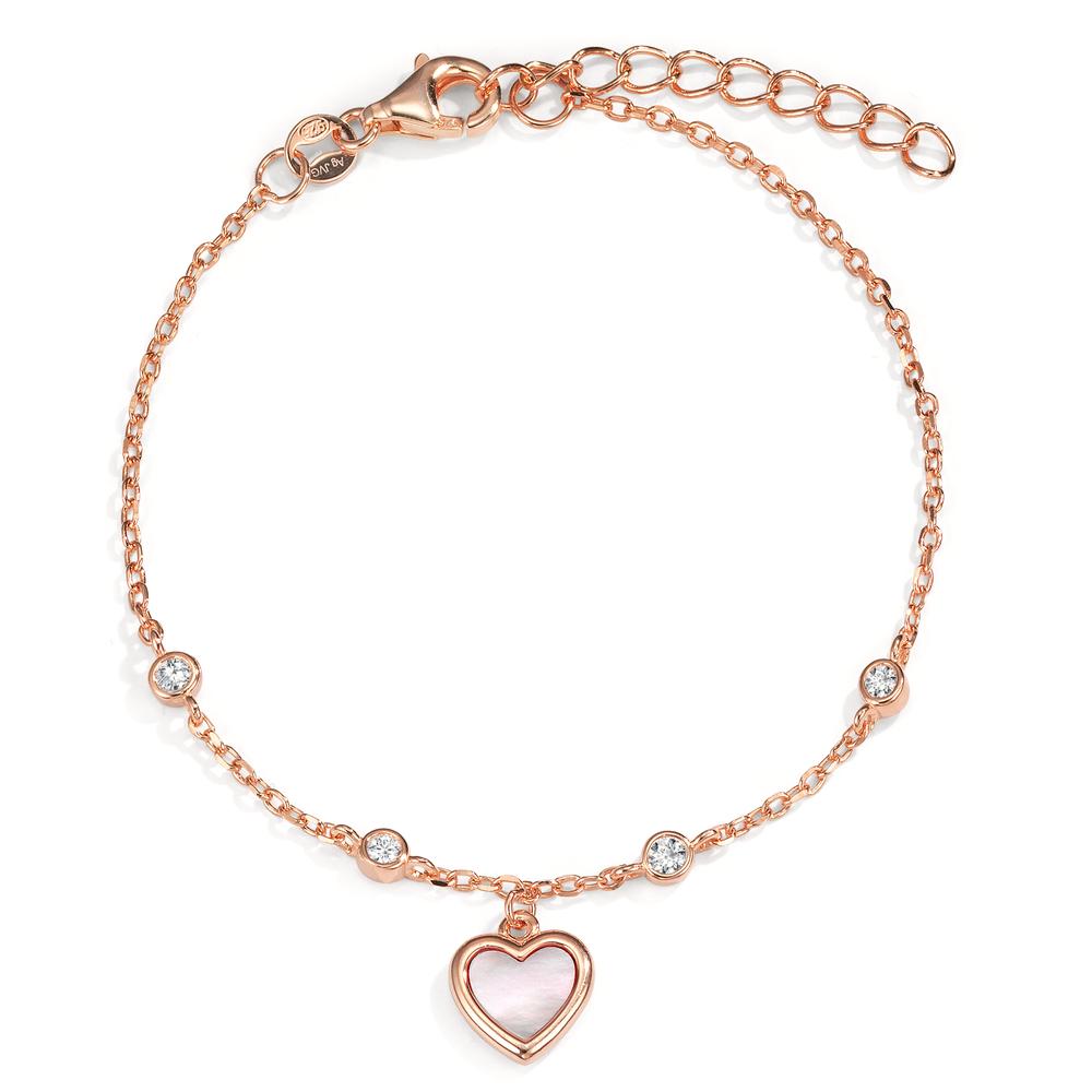 Armband Silber Zirkonia 4 Steine rosé vergoldet Perlmutt weiss Herz 16-19 cm verstellbar-599691