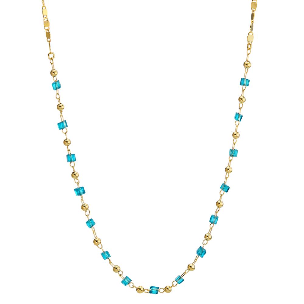 Collier Bronze Kristall aqua, 15 Steine vergoldet 40-45 cm verstellbar-599910