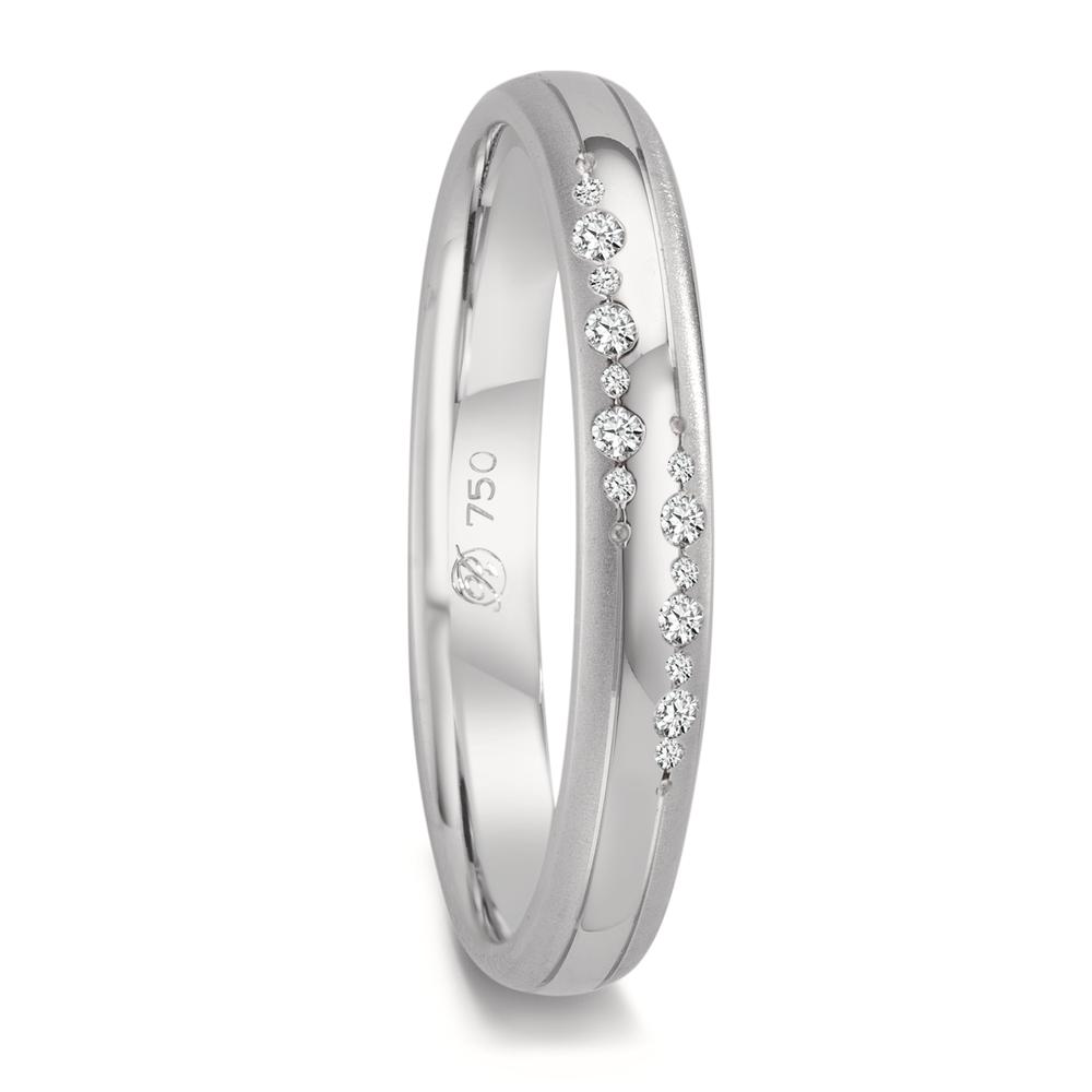 Partnerring 750/18 K Weissgold Diamant 0.064 ct, 14 Steine, w-vsi-599978