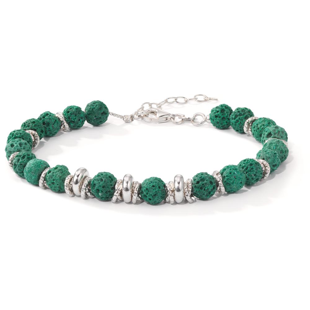 Armband Silber Lava grün rhodiniert 18.5-21.5 cm verstellbar Ø6.5 mm-600238