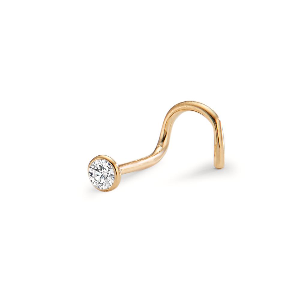 Nasenstecker 750/18 K Gelbgold Diamant weiss, 0.035 ct, w-si Ø3 mm-600273