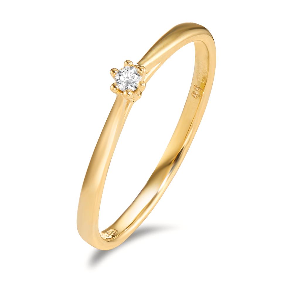 Solitär Ring 750/18 K Gelbgold Diamant 0.035 ct, w-si-600382