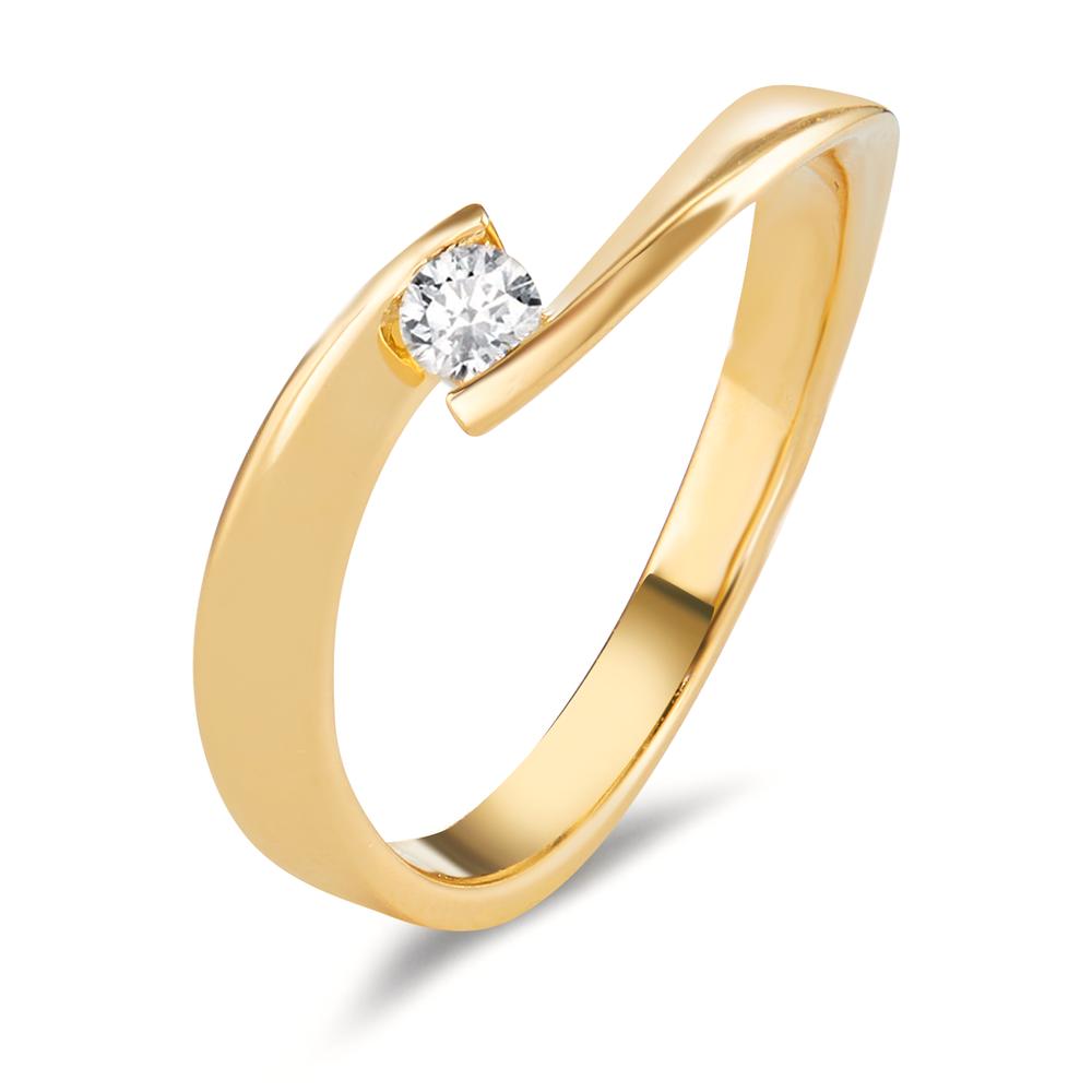 Solitär Ring 750/18 K Gelbgold Diamant 0.09 ct, w-si-600393