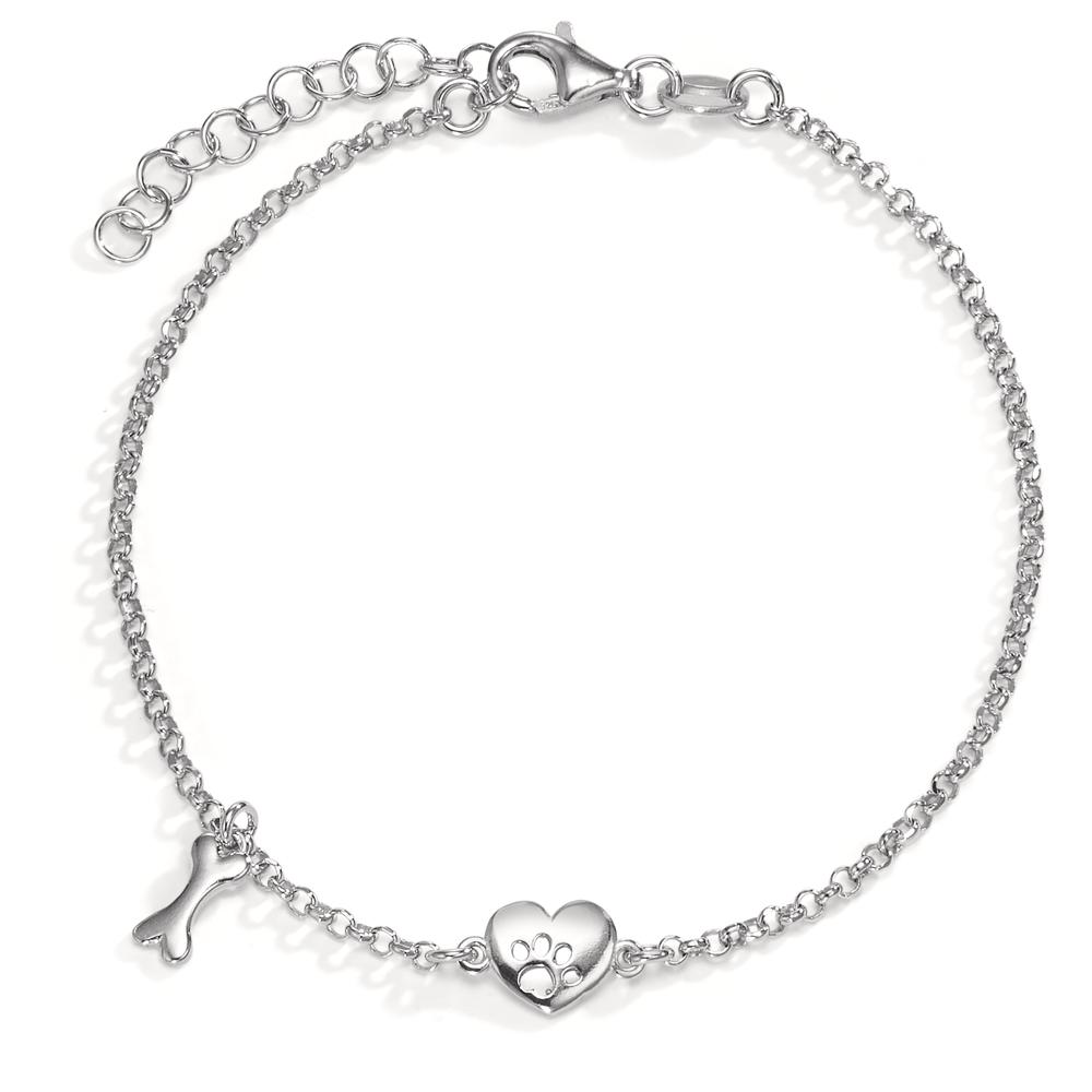 Armband Silber rhodiniert Herz Pfote Knochen 17-20 cm verstellbar-600424