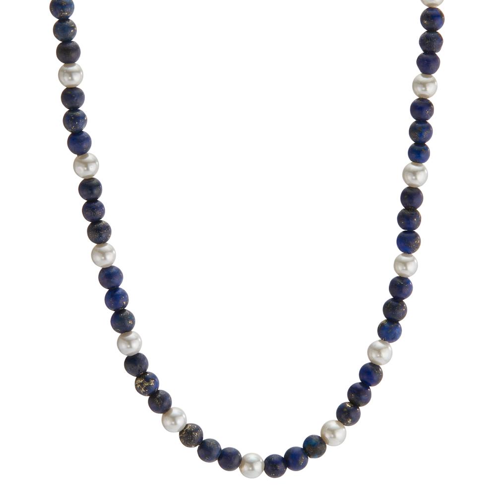 Collier Muse mit Lapislazuli und weissen Muschelperlen, 42-45cm verstellbar, Ø4 mm-600470