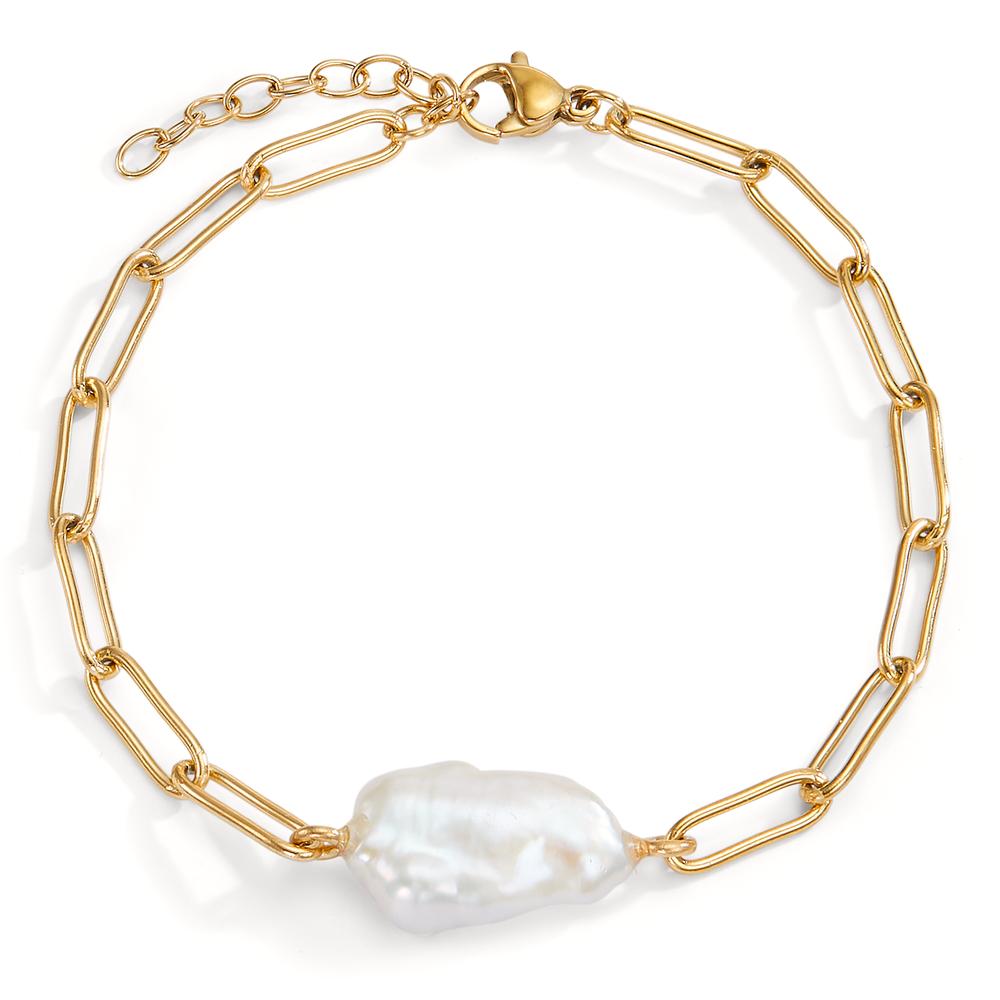 Armband Edelstahl Süsswasserzuchtperle weiss 18.5-21.5 cm verstellbar-600889