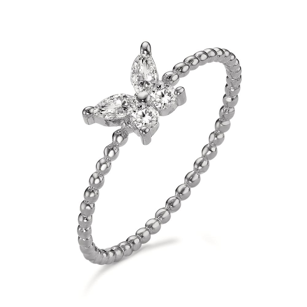 Fingerring Silber Zirkonia 4 Steine rhodiniert Schmetterling-600959