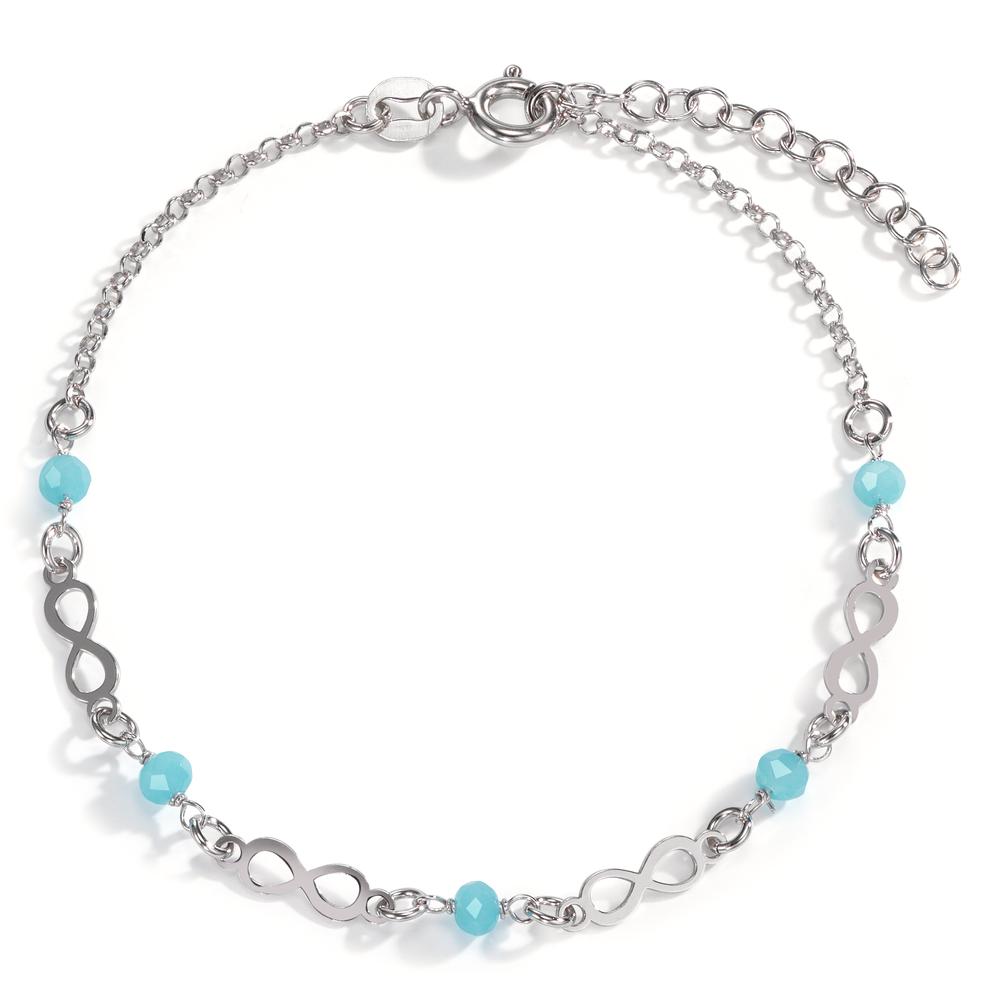 Armband Silber Kristall aqua, 5 Steine rhodiniert Infinity 17-20 cm verstellbar-601021