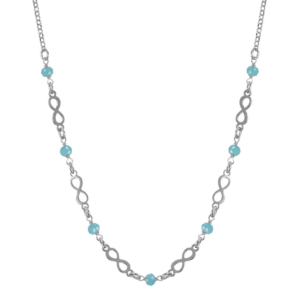Collier Silber Kristall aqua, 7 Steine rhodiniert Infinity 42-45 cm verstellbar-601022