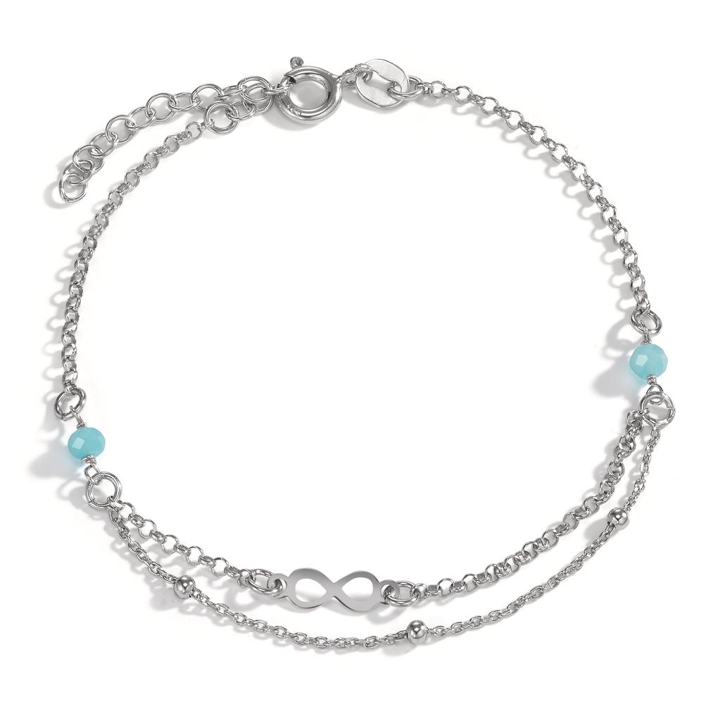 Armband Silber Kristall aqua, 2 Steine rhodiniert Infinity 17-20 cm verstellbar-601023