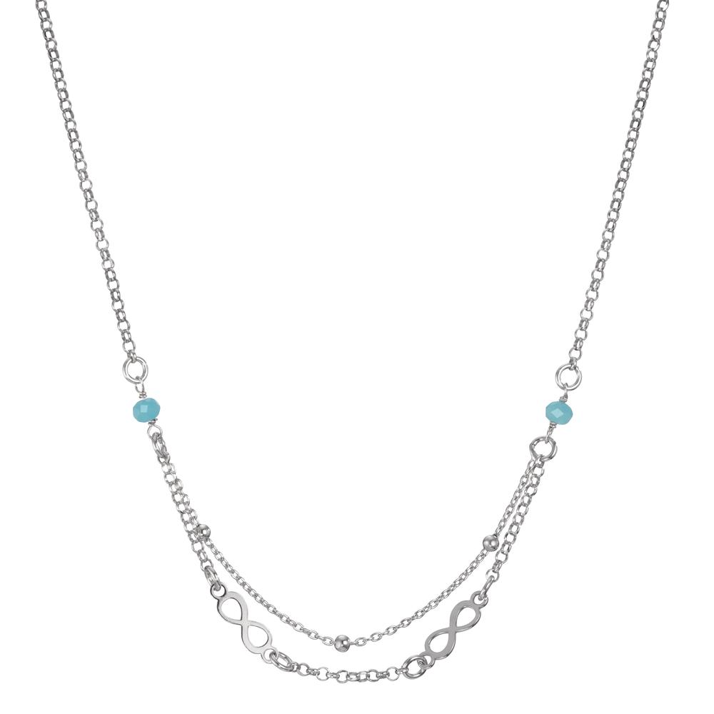 Collier Silber Kristall aqua, 2 Steine rhodiniert Infinity 38-41 cm verstellbar-601024
