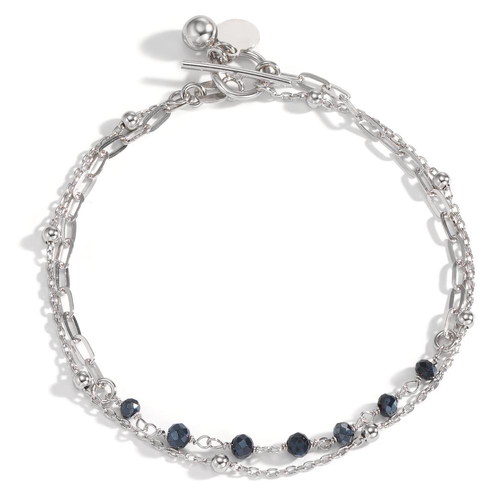 Armband Silber Kristall schwarz, 7 Steine rhodiniert 19 cm-601051