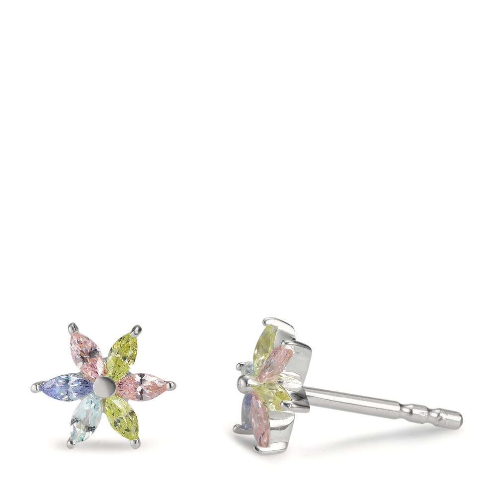 Ohrstecker Silber Zirkonia 12 Steine Blume Ø6.5 mm-601272