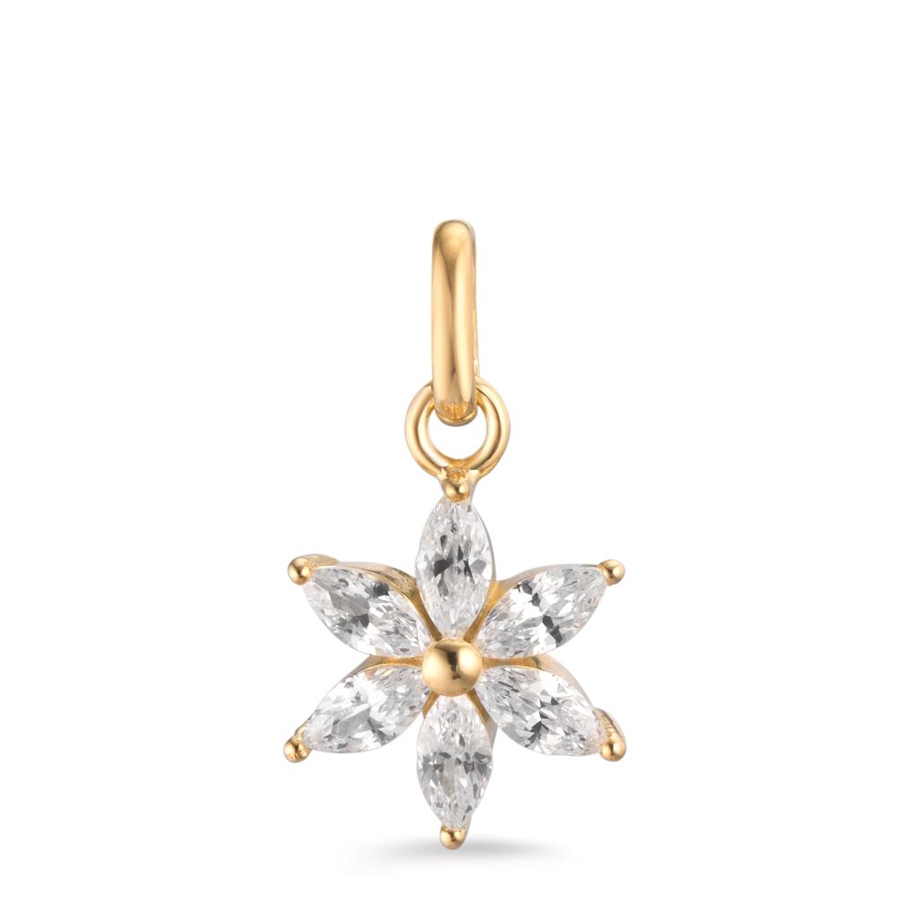 Anhänger 375/9 K Gelbgold Zirkonia 6 Steine Blume Ø9.5 mm-601314
