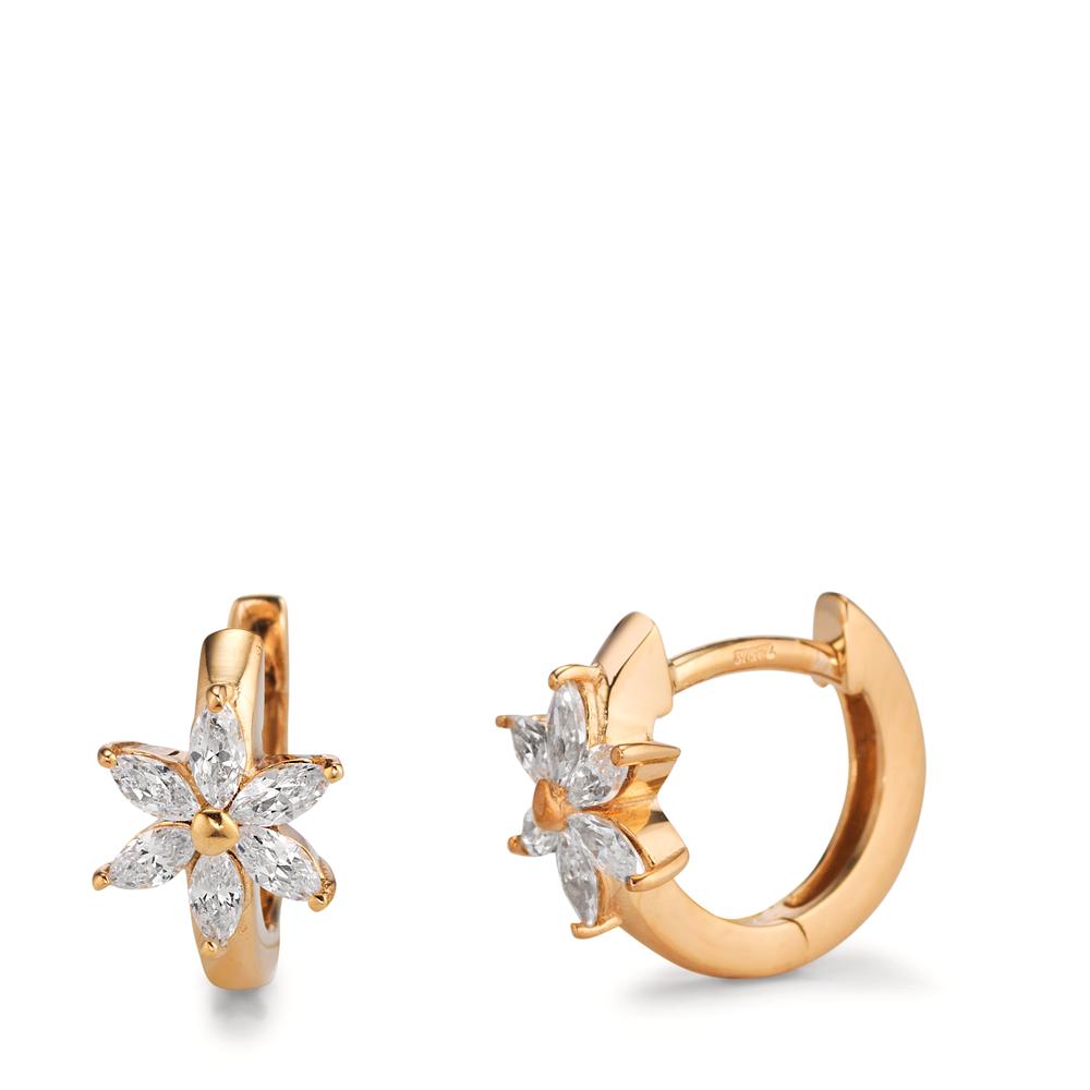 Klappcreolen 375/9 K Gelbgold Zirkonia 12 Steine Blume-601319