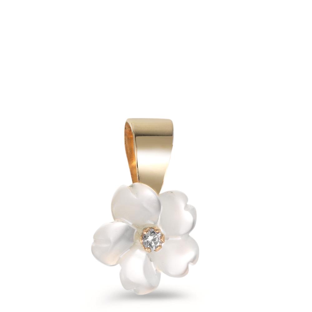 Anhänger 375/9 K Gelbgold Zirkonia Perlmutt Blume Ø8 mm-601360