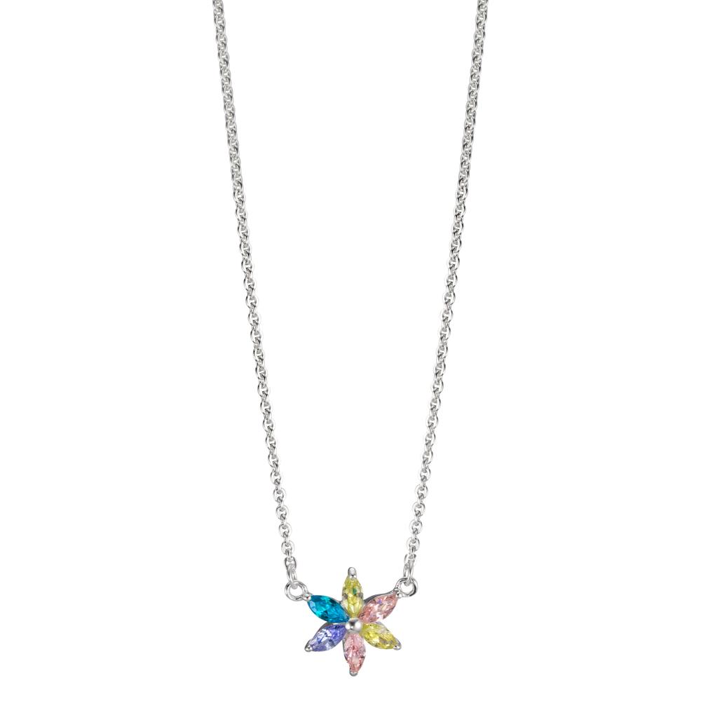 Collier Silber Zirkonia 6 Steine Blume 36-38 cm verstellbar-601476