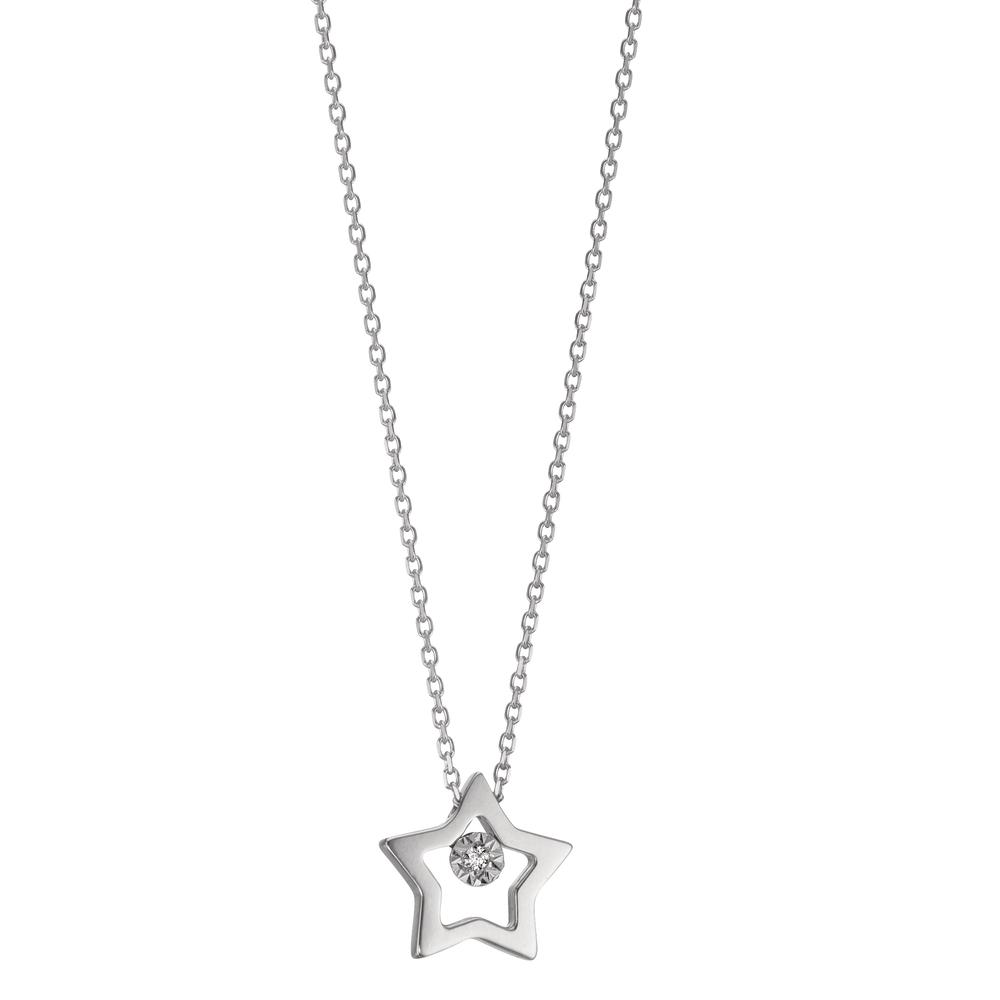 Collier 750/18 K Weissgold Diamant 0.005 ct, w-si Stern 40-42 cm verstellbar Ø7.5 mm-601527