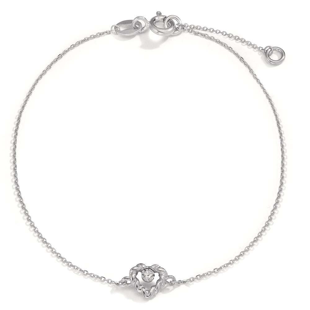 Armband 750/18 K Weissgold Diamant 0.005 ct, w-si Herz 15.5-17.5 cm verstellbar Ø5.5 mm-601588