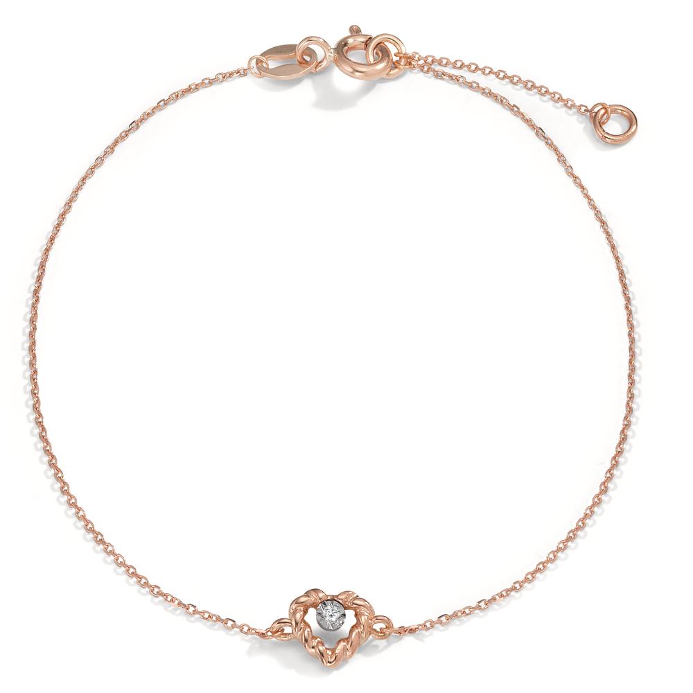 Armband 750/18 K Rotgold Diamant 0.005 ct, w-si Herz 15.5-17.5 cm verstellbar Ø5.5 mm-601590