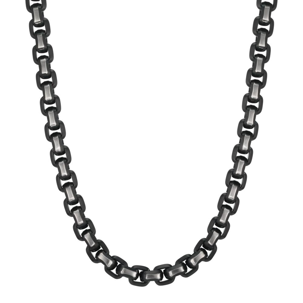 Edelstahl Collier Bicolor silber und schwarz IP beschichtet 60 cm-601996