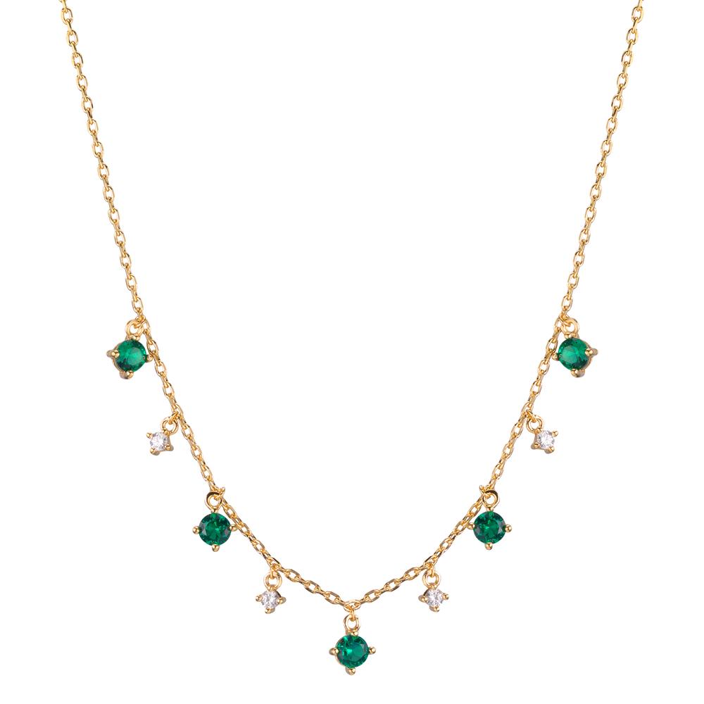 Collier Bronze Zirkonia grün, 9 Steine vergoldet 38-45 cm verstellbar-602360