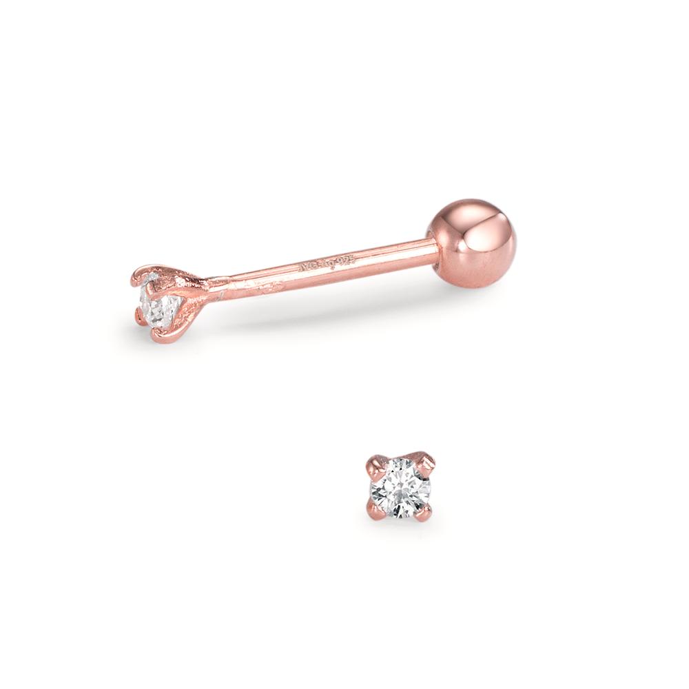 Piercing Silber Zirkonia 2 Steine rosé vergoldet Ø2.2 mm-602385