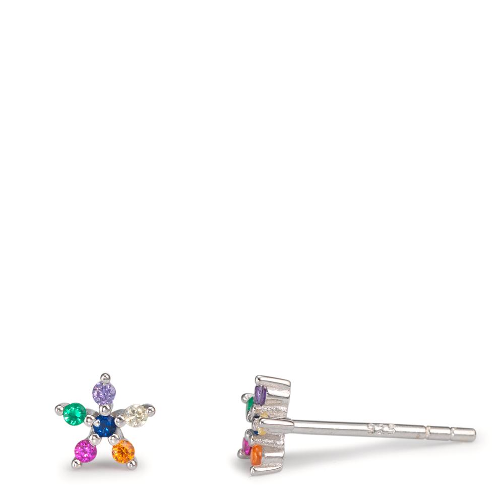 Ohrstecker Silber Zirkonia 12 Steine rhodiniert Blume Ø5.5 mm-602587