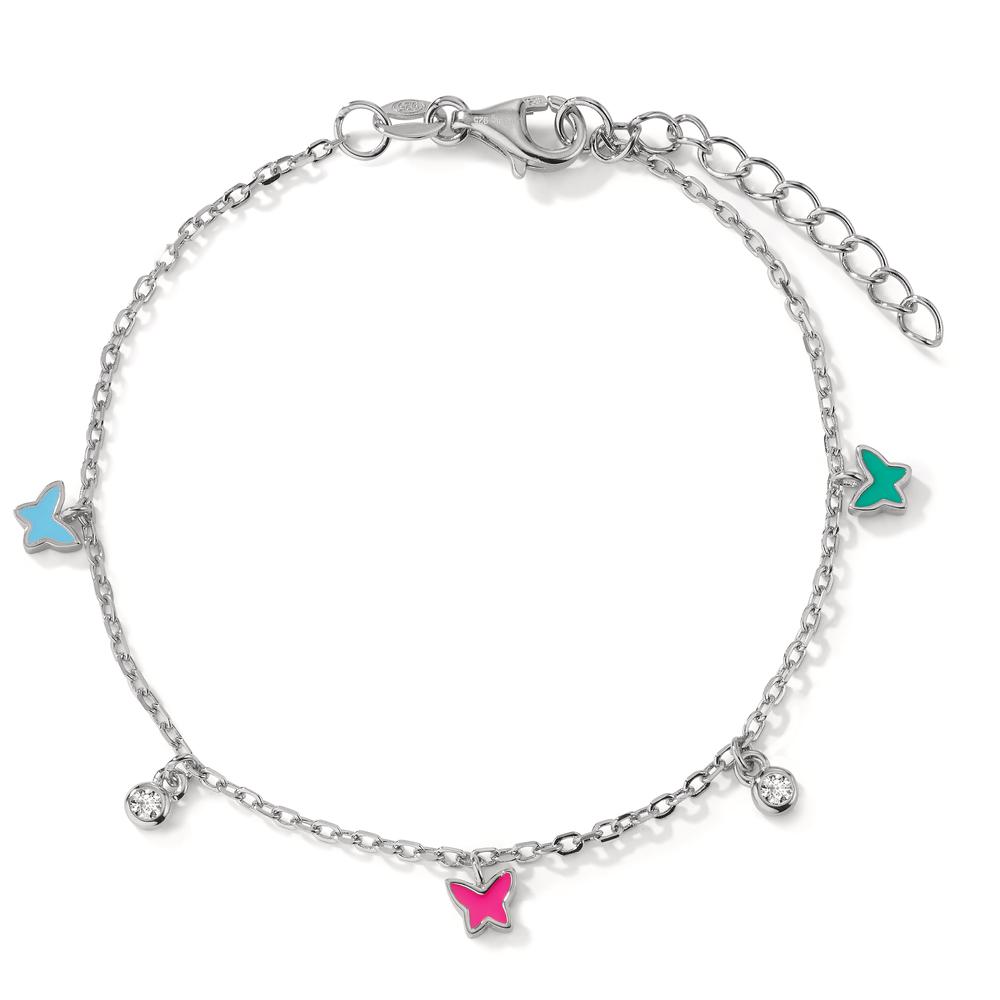 Armband Silber Zirkonia 2 Steine rhodiniert Schmetterling 16-19 cm verstellbar-603218