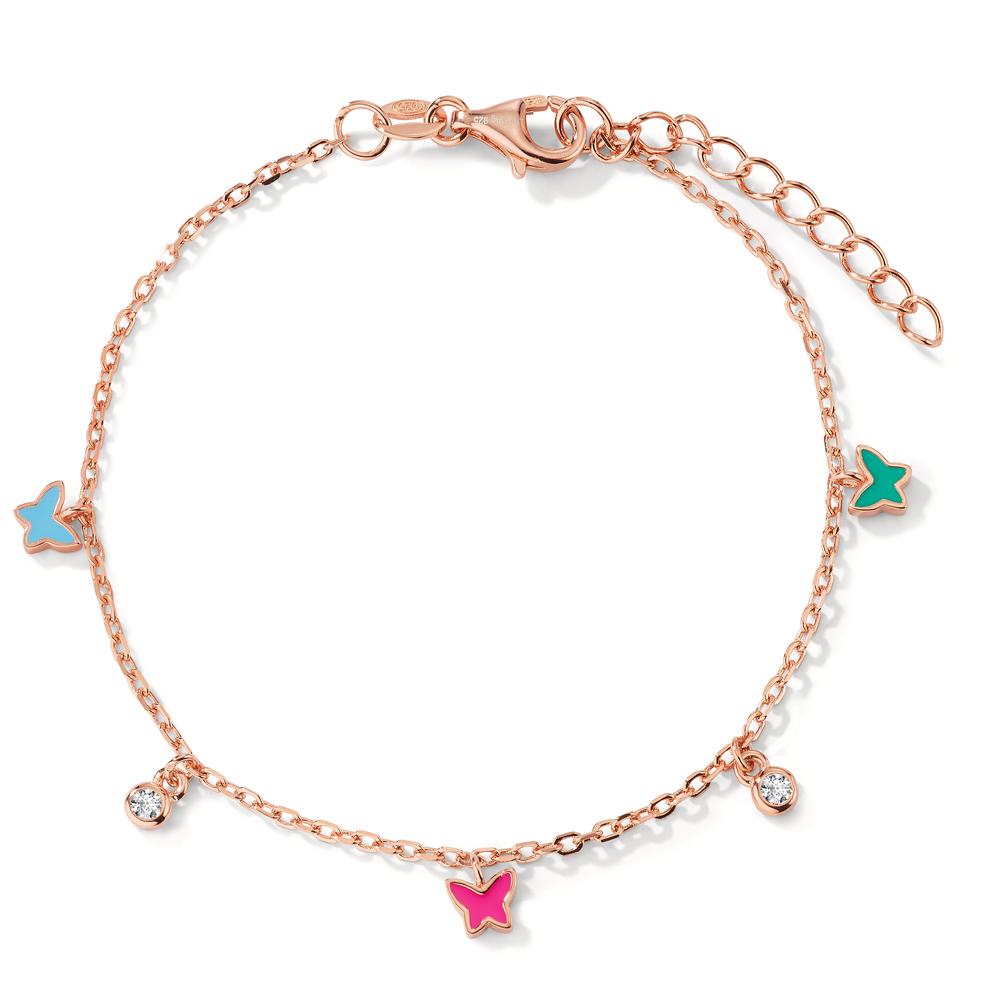 Armband Silber Zirkonia 2 Steine rosé vergoldet Schmetterling 16-19 cm verstellbar-603219