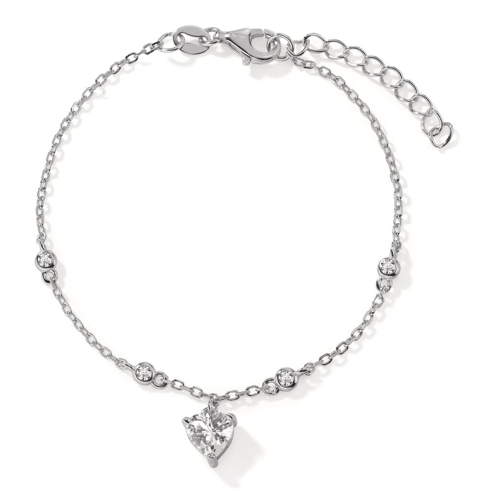 Armband Silber Zirkonia 5 Steine rhodiniert Herz 16-19 cm verstellbar-603233