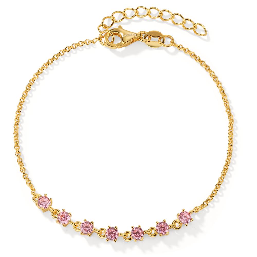 Armband Silber Zirkonia 7 Steine gelb vergoldet 16-19 cm verstellbar-603238