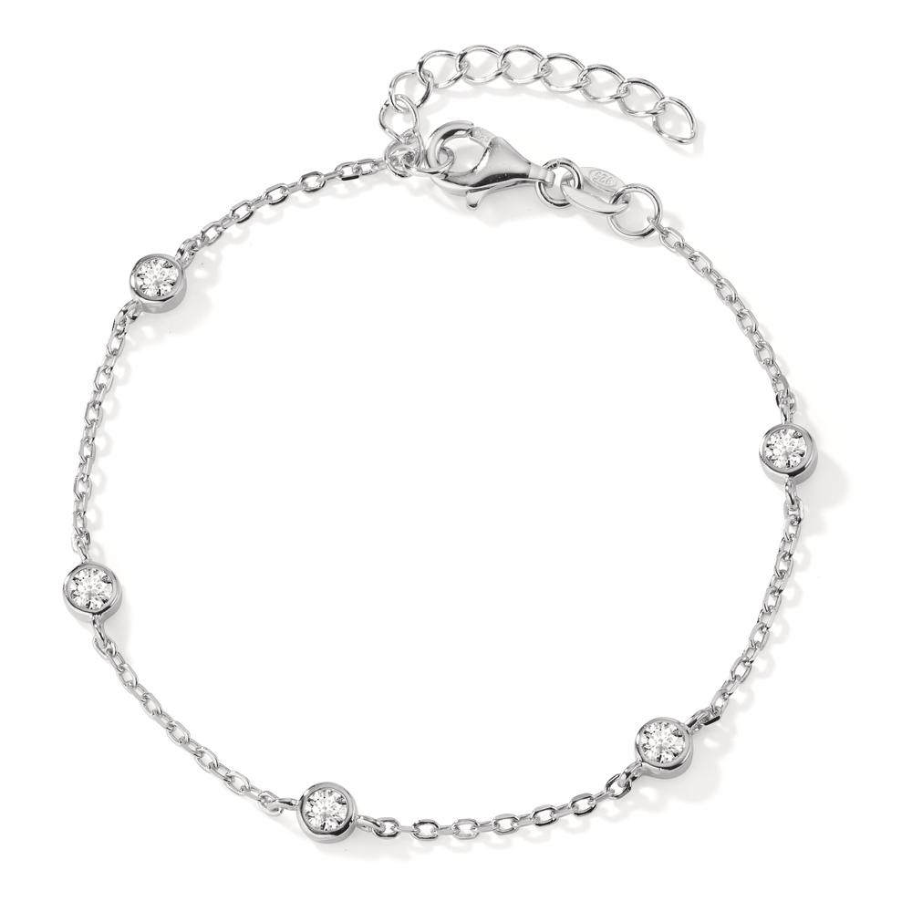 Armband Silber Zirkonia 5 Steine rhodiniert 16-19 cm verstellbar-603242