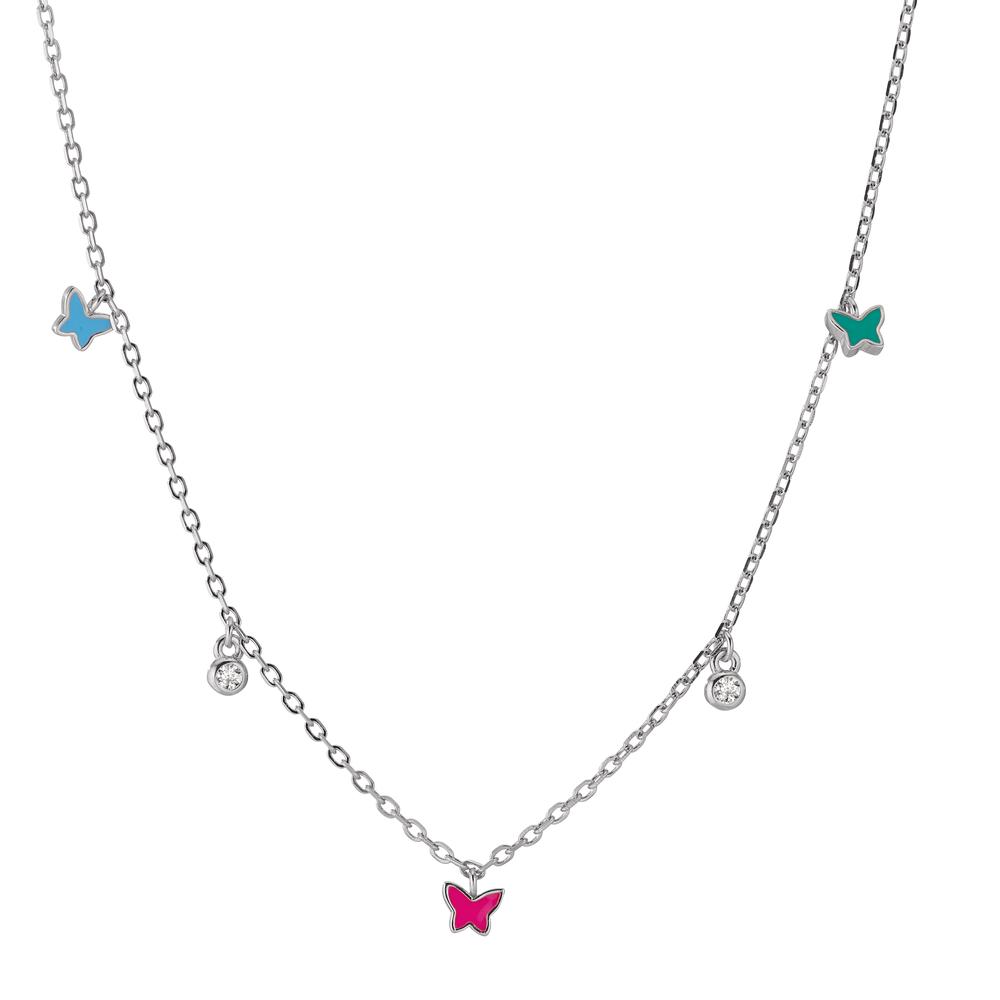 Collier Silber Zirkonia 2 Steine rhodiniert Schmetterling 34-41 cm verstellbar-603347