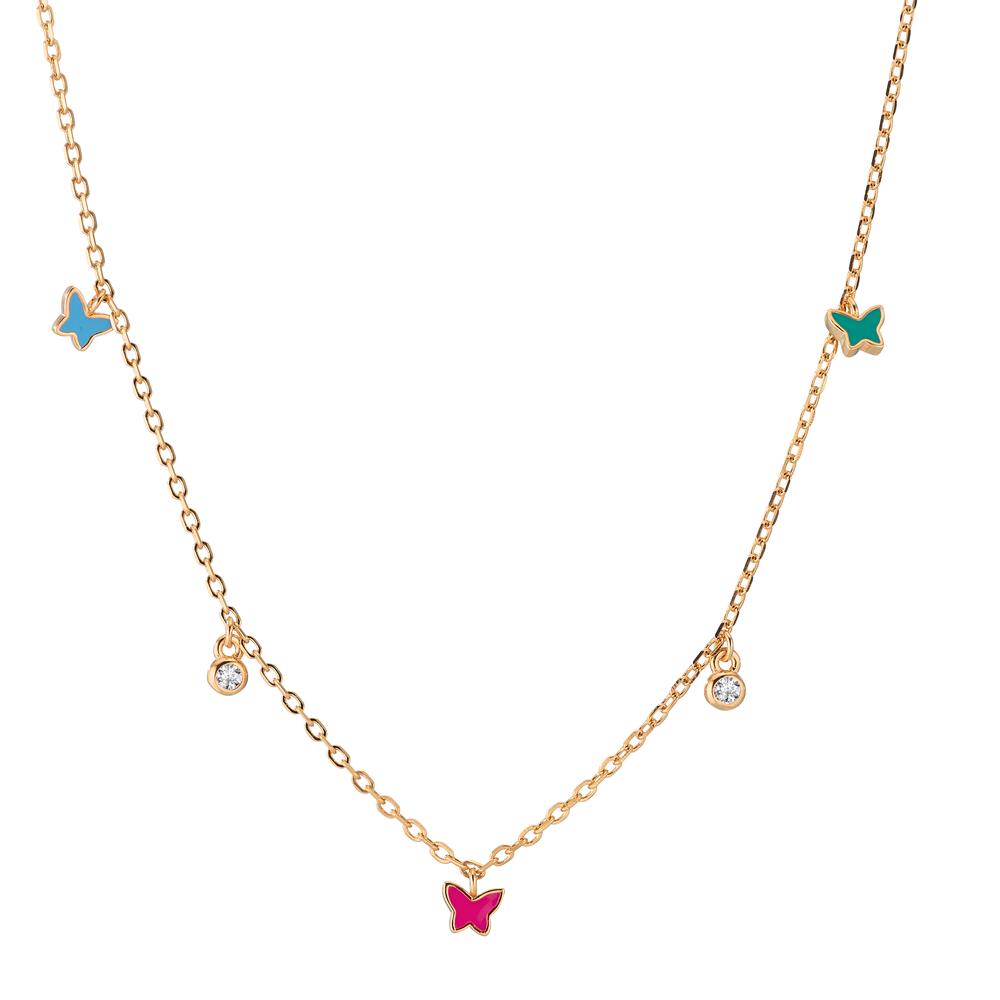 Collier Silber Zirkonia 2 Steine gelb vergoldet Schmetterling 34-41 cm verstellbar-603349
