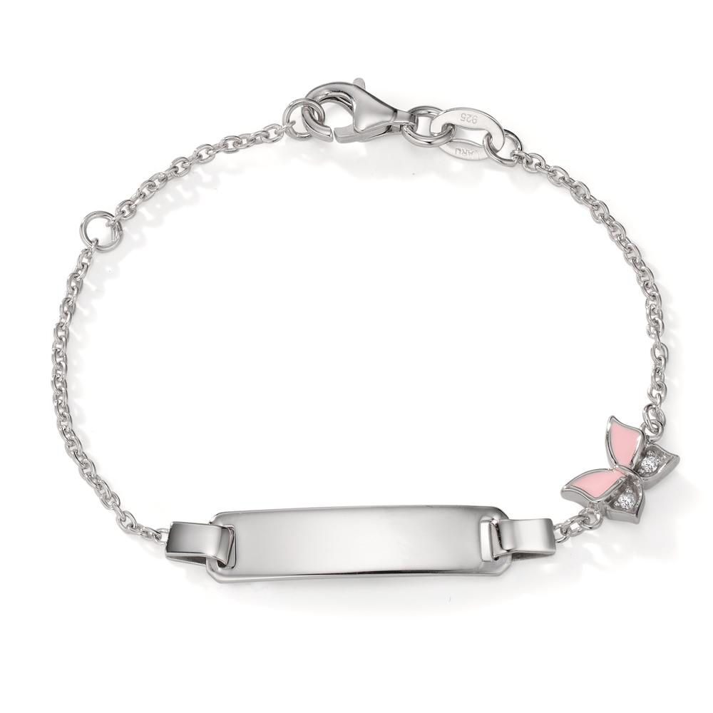 Gravurarmband Silber Zirkonia 2 Steine rhodiniert Schmetterling 12-14 cm verstellbar-603763