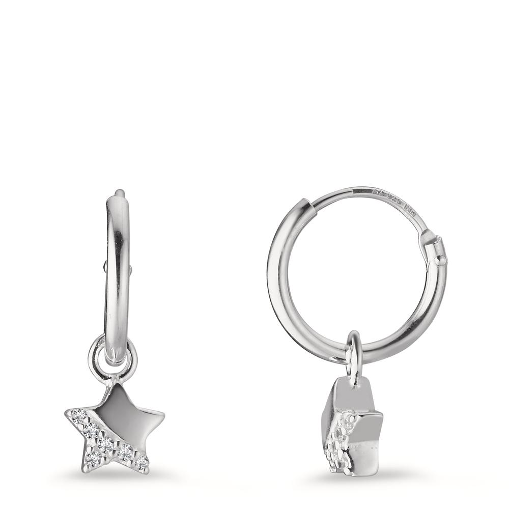 Creolen mit Einhänger Silber Zirkonia 12 Steine Stern Ø5.5 mm-603779