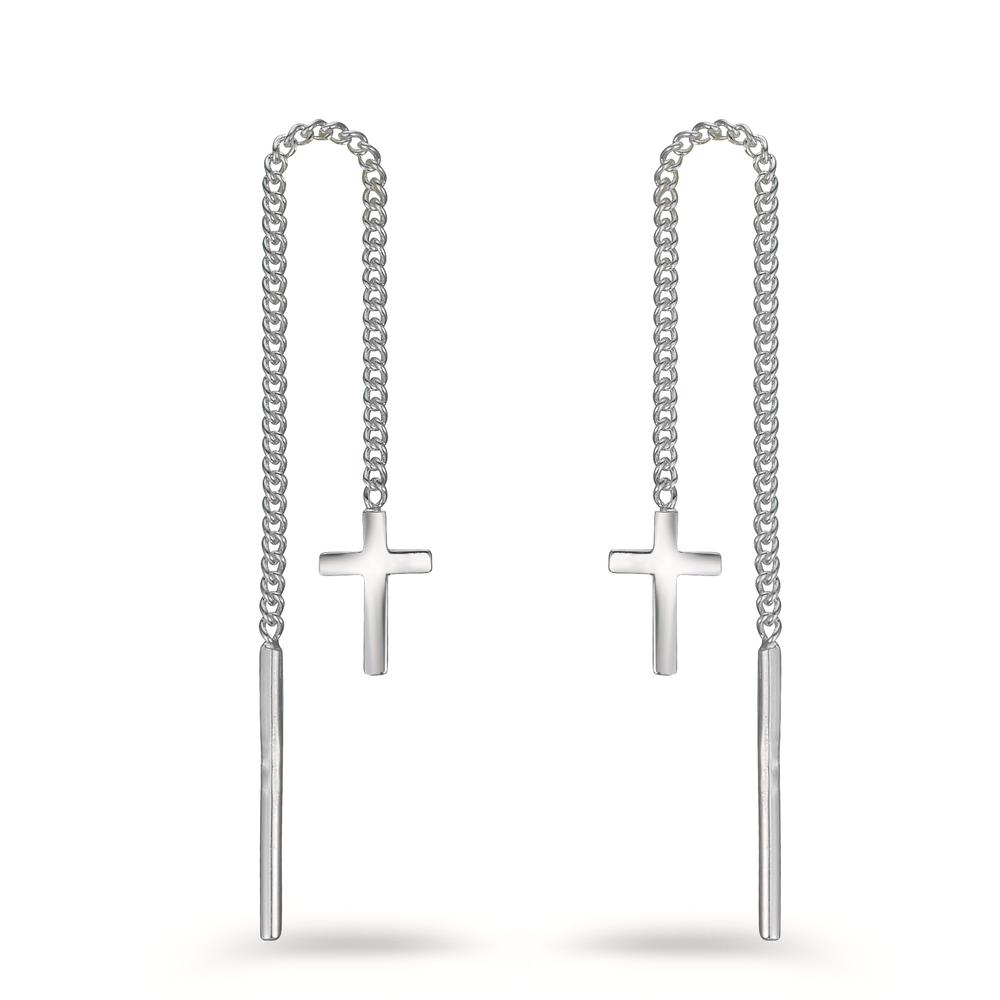 Durchziehohrhänger Silber Kreuz-603784