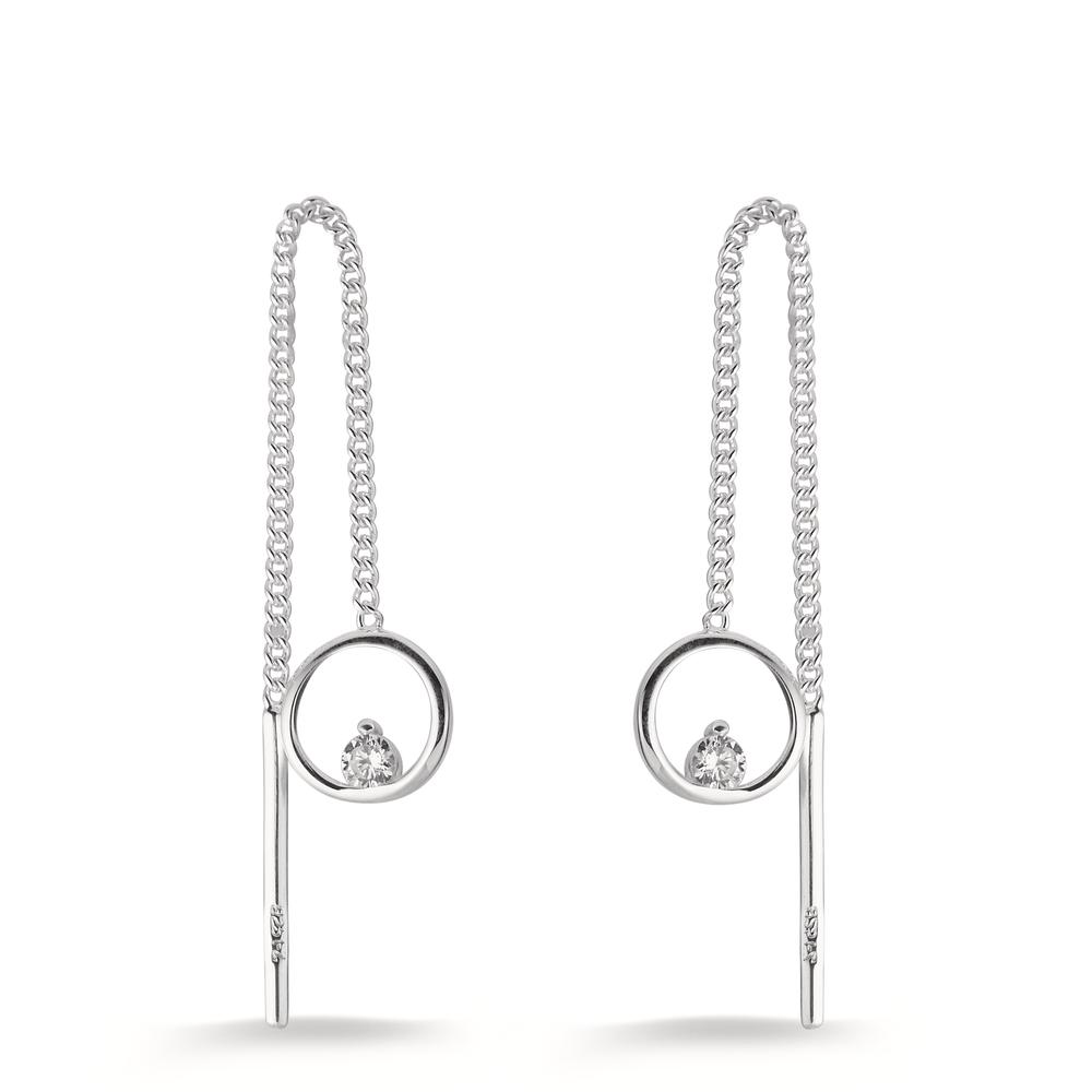 Durchziehohrhänger Silber Zirkonia 2 Steine Ø7 mm-603787