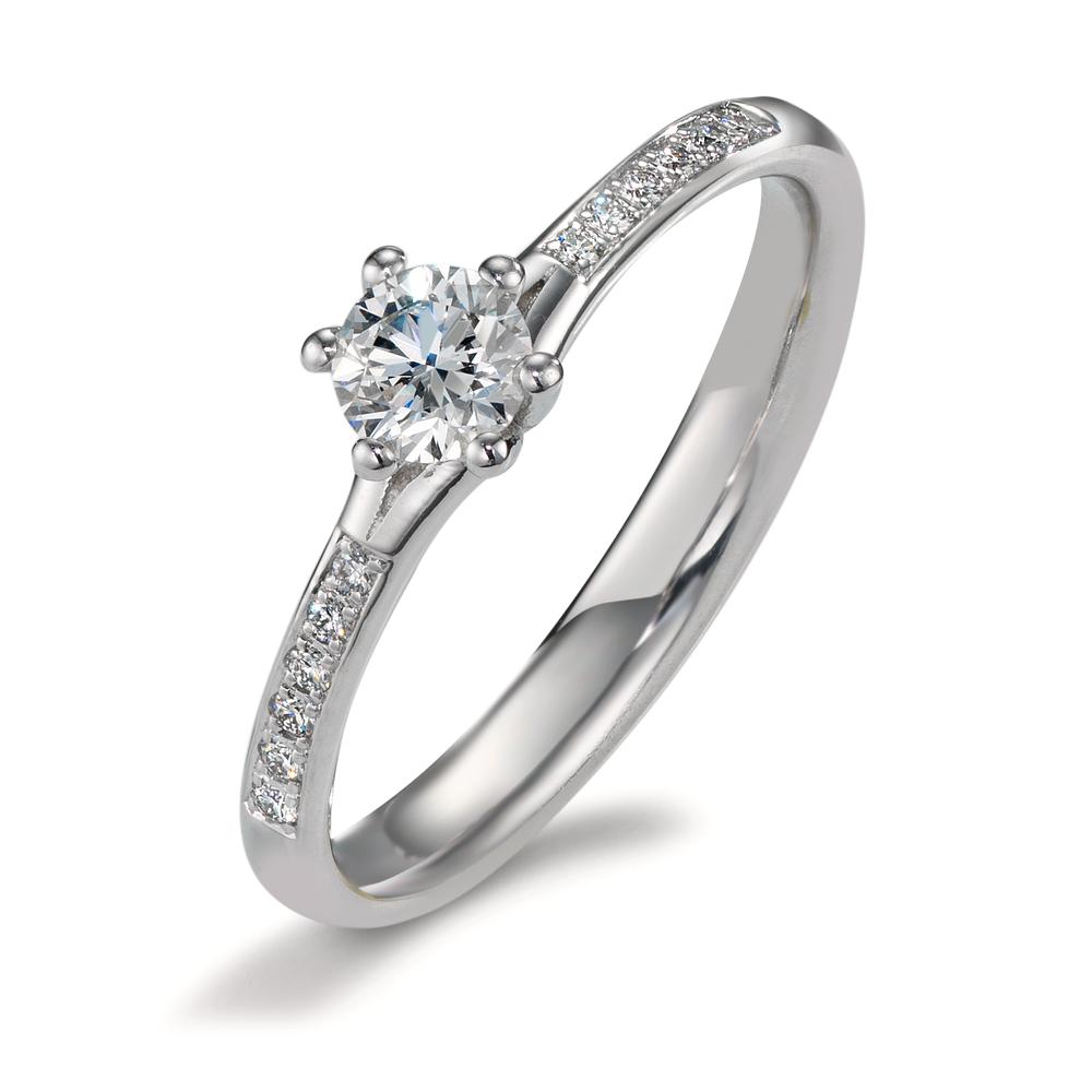 Solitär Ring 950 Platin Diamant 0.364 ct, 13 Steine, w-si, GIA-603820