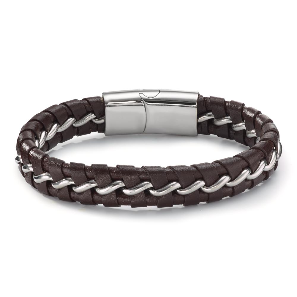 Armband Edelstahl, Leder 20 cm-604073