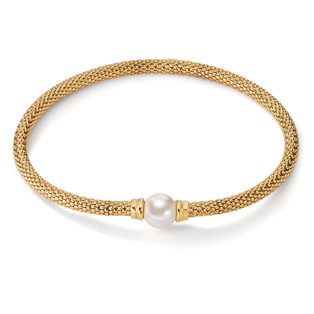 Armband Silber gelb vergoldet shining Pearls weiss, 8 mm 19.5 cm Ø4 mm-604097