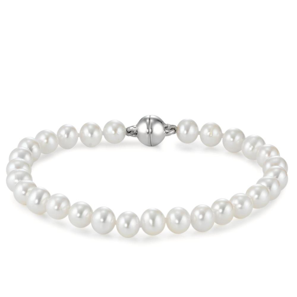 Armband Silber rhodiniert Süsswasserzuchtperlen weiss 6-7 mm 21 cm-604262