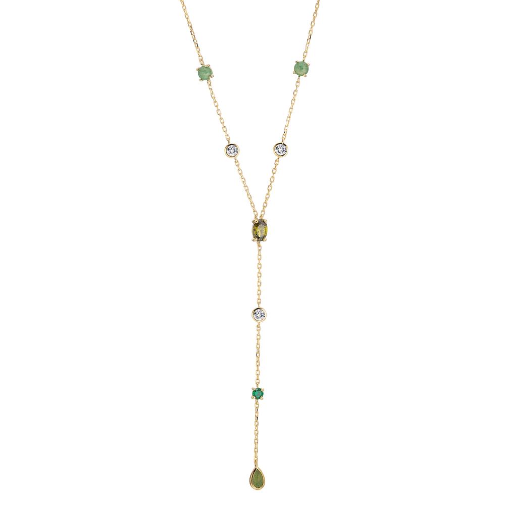 Collier Bronze Aventurin Zirkonia vergoldet 40-45 cm verstellbar-604349