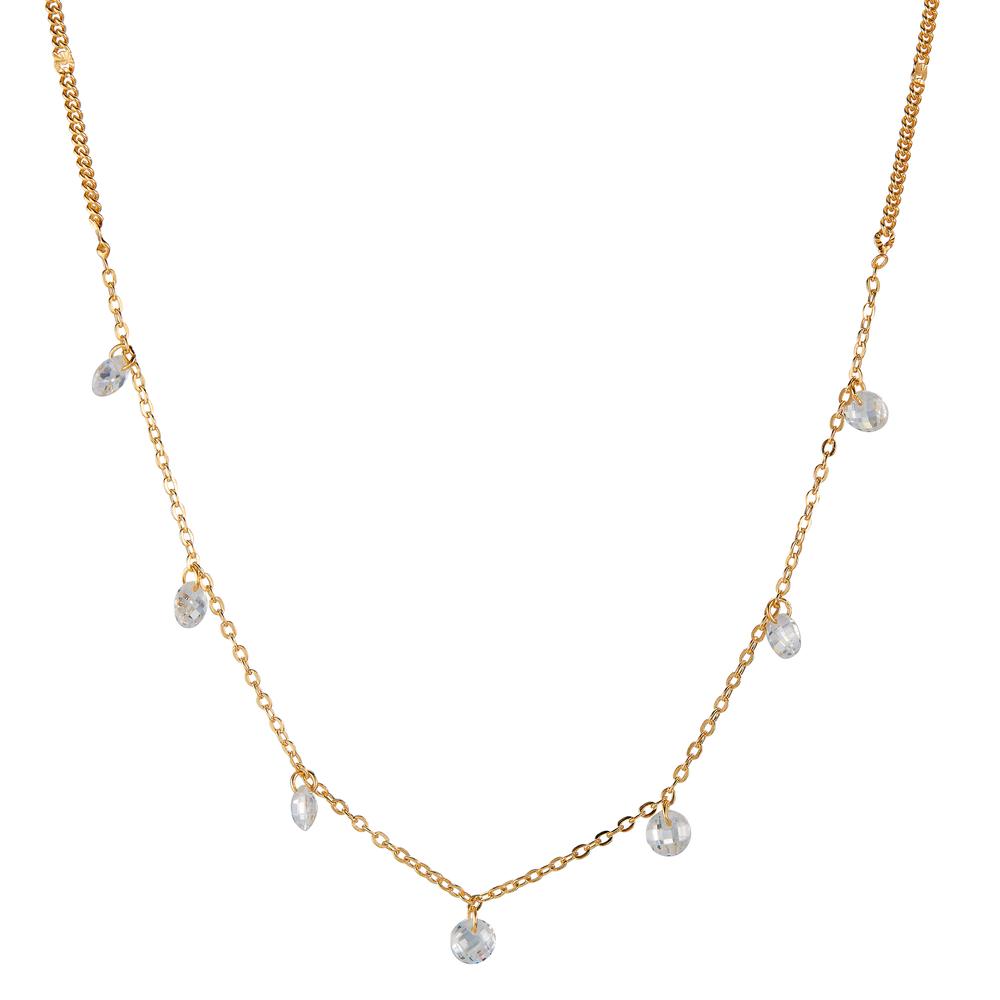 Collier Silber Zirkonia 7 Steine gelb vergoldet 42-45 cm verstellbar-604861