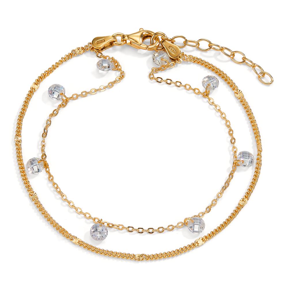 Armband Silber Zirkonia 8 Steine gelb vergoldet 17-20 cm verstellbar-604862