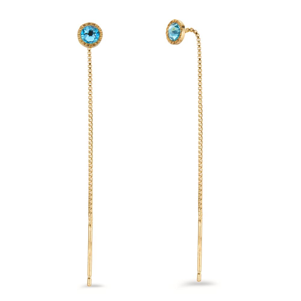 Ohrhänger Silber Zirkonia aqua, 2 Steine gelb vergoldet Ø5.5 mm-604865