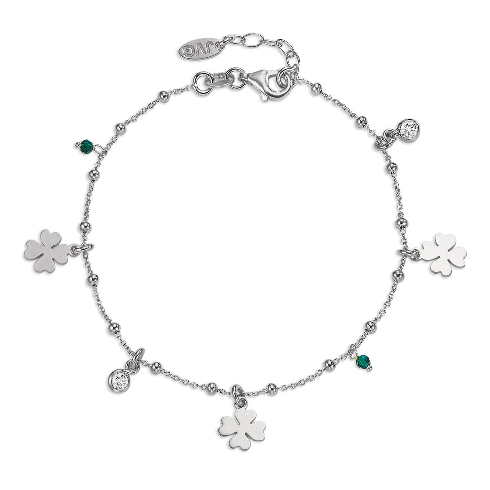 Armband Silber Zirkonia 4 Steine rhodiniert Kleeblatt 17-19 cm verstellbar-605295