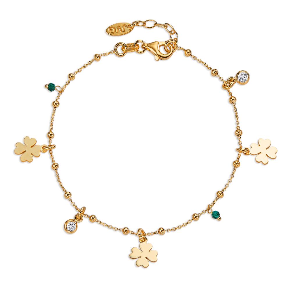 Armband Silber Zirkonia 4 Steine gelb vergoldet Kleeblatt 17-19 cm verstellbar-605296