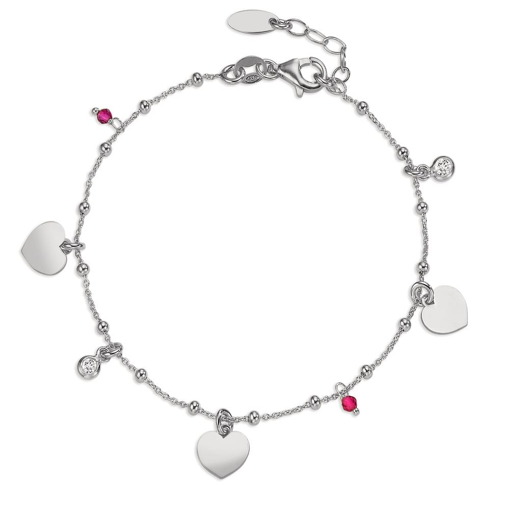 Armband Silber Zirkonia 4 Steine rhodiniert Herz 17-19 cm verstellbar-605298